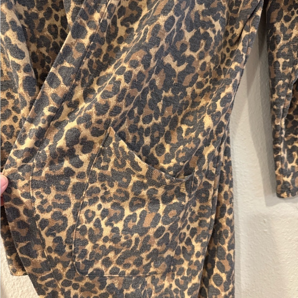 Ivoire Leopard Print Open Front Cardigan Sweater size Large - Picture 6 of 8